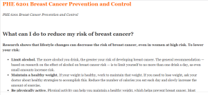 PHE 6201 Breast Cancer Prevention and Control