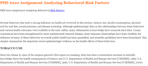 PHE 6210 Assignment Analyzing Behavioral Risk Factors