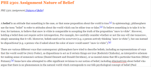 PHI 2301 Assignment Nature of Belief