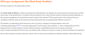 PHI 2301 Assignment The Mind-Body Problem