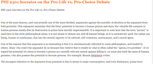 PHI 2301 Socrates on the Pro-Life vs. Pro-Choice Debate