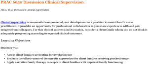 PRAC 6650 Discussion Clinical Supervision