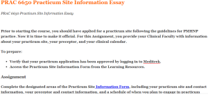 PRAC 6650 Practicum Site Information Essay