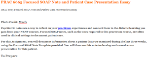 PRAC 6665 Focused SOAP Note and Patient Case Presentation Essay