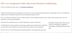 PSY 1001 Assignment Little Albert and Classical Conditioning