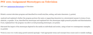 PSY 1001 Assignment Stereotypes on Television