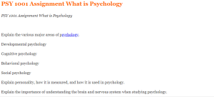 PSY 1001 Assignment What is Psychology