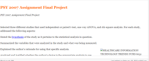 PSY 2007 Assignment Final Project