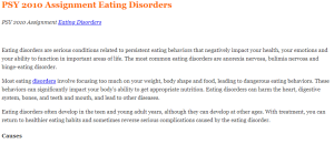 PSY 2010 Assignment Eating Disorders