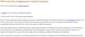 PSY 2022 W4 Assignment 2 Article Analysis