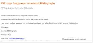 PSY 2050 Assignment Annotated Bibliography
