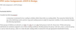 PSY 2060 Assignment ANOVA Design