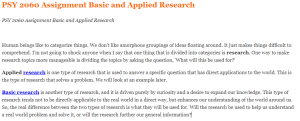 PSY 2060 Assignment Basic and Applied Research