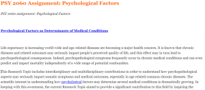 PSY 2060 Assignment: Psychological Factors