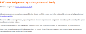 PSY 2060 Assignment Quasi-experimental Study