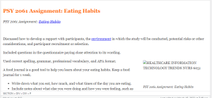 PSY 2061 Assignment Eating Habits