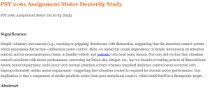 PSY 2061 Assignment Motor Dexterity Study