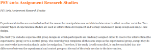 PSY 2061 Assignment Research Studies