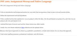 PSY 2061 Assignment Stroop and Native Language