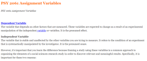 PSY 2061 Assignment Variables