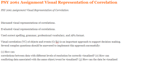 PSY 2061 Assignment Visual Representation of Correlation
