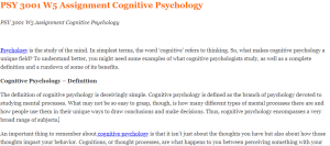 PSY 3001 W5 Assignment Cognitive Psychology