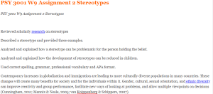 PSY 3001 W9 Assignment 2 Stereotypes