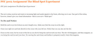 PSY 3002 Assignment The Blind Spot Experiment