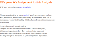 PSY 3002 W2 Assignment Article Analysis