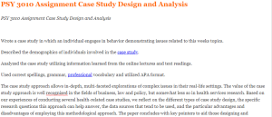 PSY 3010 Assignment Case Study Design and Analysis