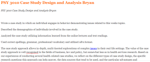 PSY 3010 Case Study Design and Analysis Bryan