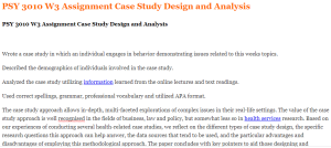 PSY 3010 W3 Assignment Case Study Design and Analysis