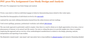 PSY 3010 W9 Assignment Case Study Design and Analysis