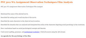 PSY 3011 W2 Assignment Observation Techniques Film Analysis