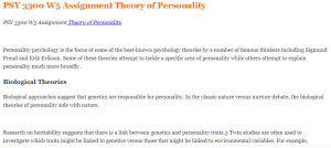 PSY 3300 W5 Assignment Theory of Personality