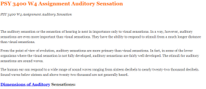 PSY 3400 W4 Assignment Auditory Sensation