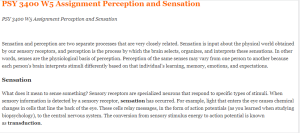 PSY 3400 W5 Assignment Perception and Sensation