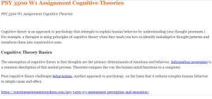 PSY 3500 W1 Assignment Cognitive Theories