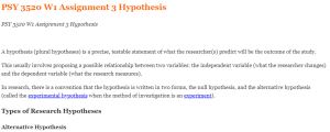 PSY 3520 W1 Assignment 3 Hypothesis
