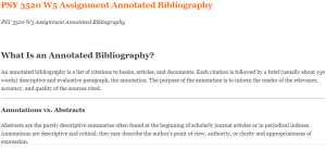 PSY 3520 W5 Assignment Annotated Bibliography