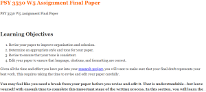 PSY 3530 W5 Assignment Final Paper