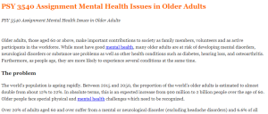 PSY 3540 Assignment Mental Health Issues in Older Adults