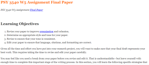 PSY 3540 W5 Assignment Final Paper
