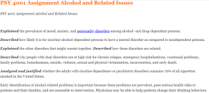 PSY 4001 Assignment Alcohol and Related Issues