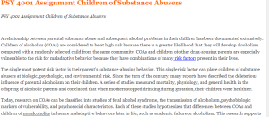 PSY 4001 Assignment Children of Substance Abusers