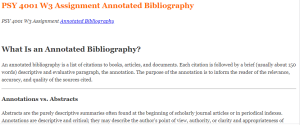 PSY 4001 W3 Assignment Annotated Bibliography