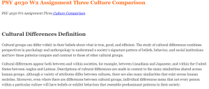 PSY 4030 W2 Assignment Three Culture Comparison