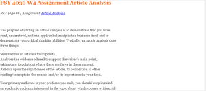 PSY 4030 W4 Assignment Article Analysis