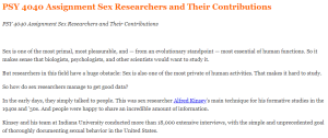 PSY 4040 Assignment Sex Researchers and Their Contributions
