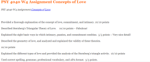 PSY 4040 W4 Assignment Concepts of Love